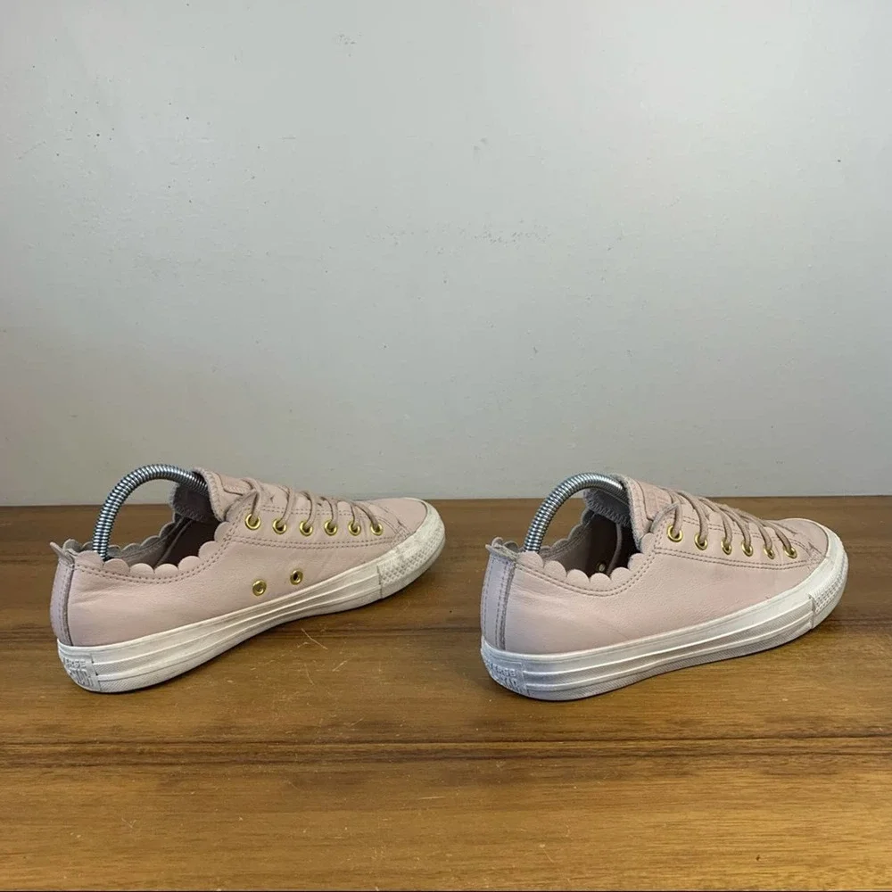 Converse Chuck Taylor All-Star Low Pink Scallop Leather Womens Sneaker Size 8 - Picture 5 of 9